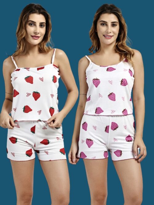 strawberries nightwear combo set
