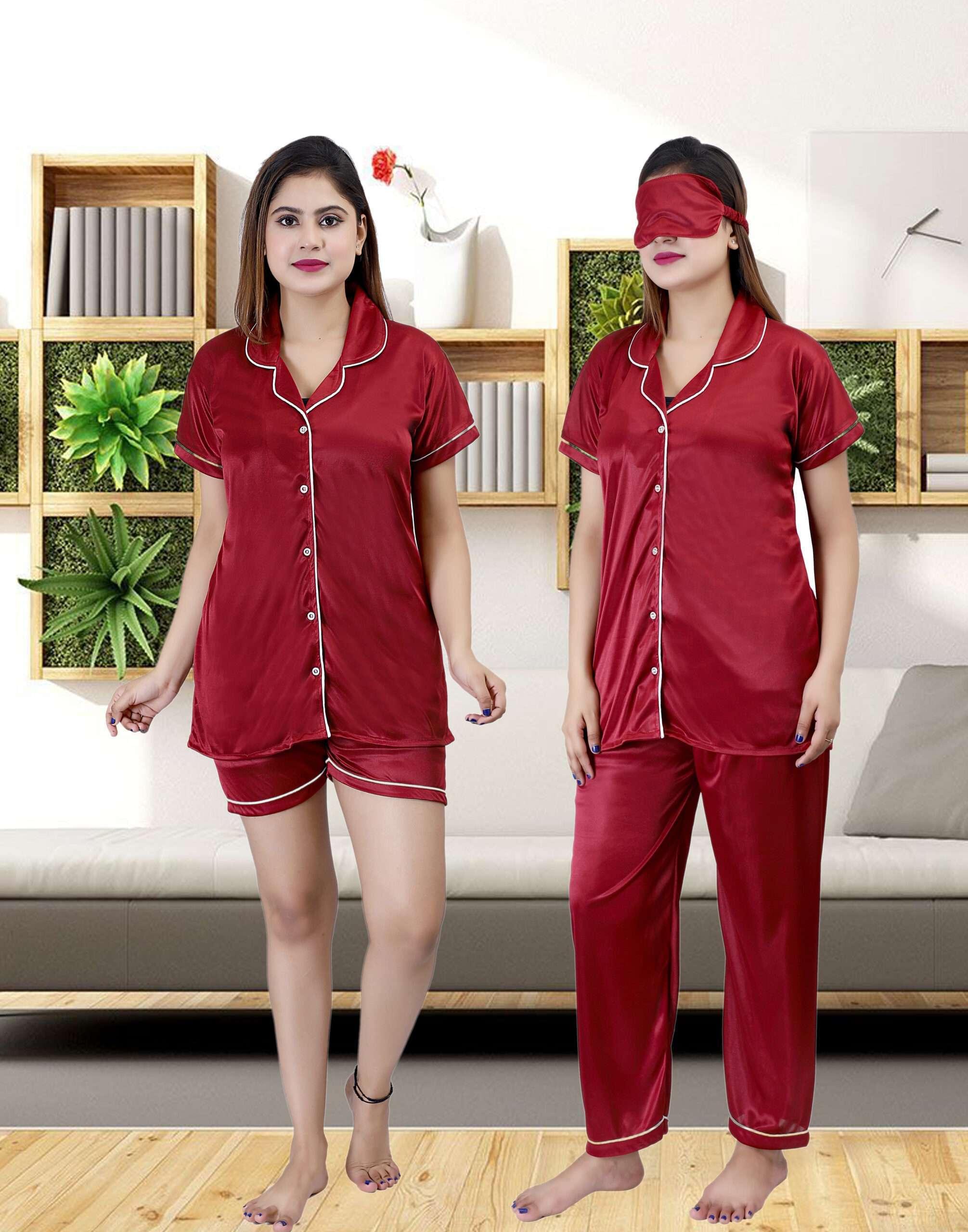 4pcs Satin Night Suit