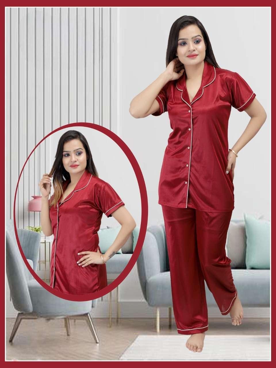 Satin Shirt And Pyjama Set/ Night Suit For Women